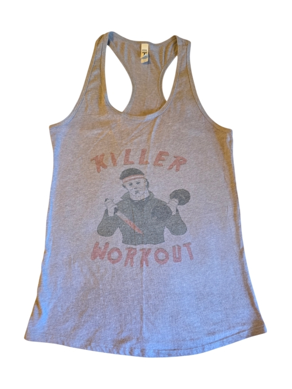 “Killer Workout” Graphic Tank Top – Gray – Size M